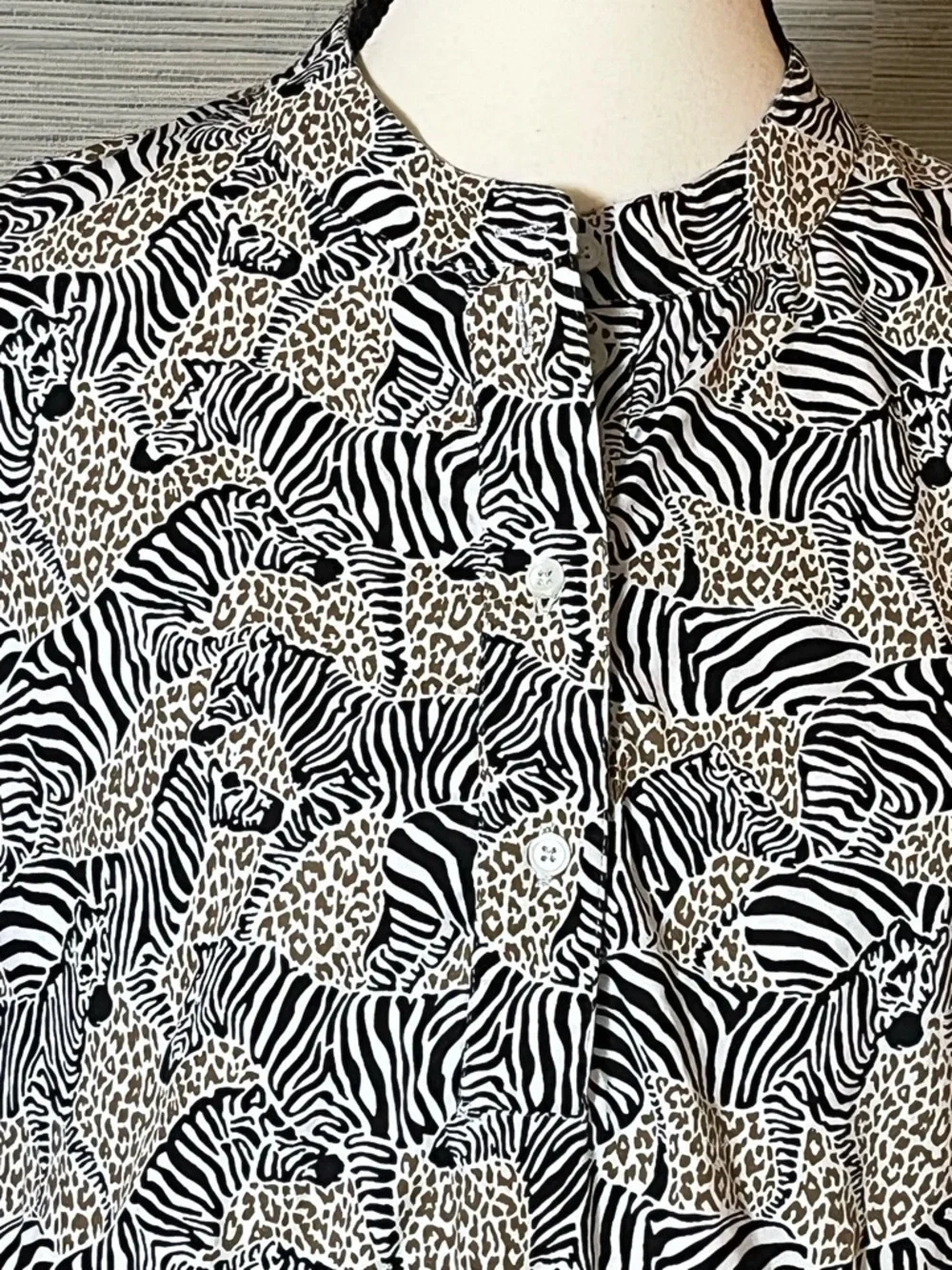 J.CREW Zebra Animal Print Dress 100% Cotton Poplin Tiered Lined Safari Size S